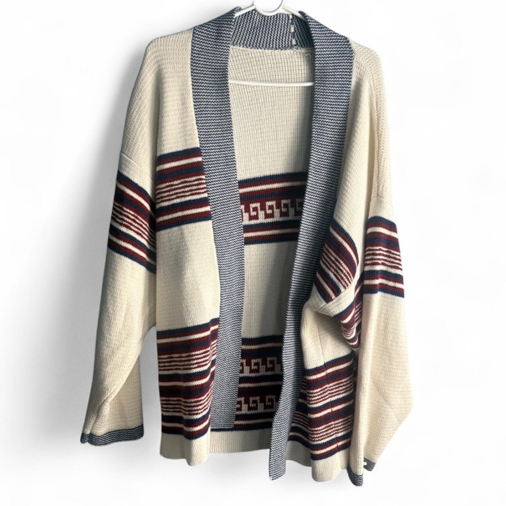 Striped Open-Front Cardigan Sweater